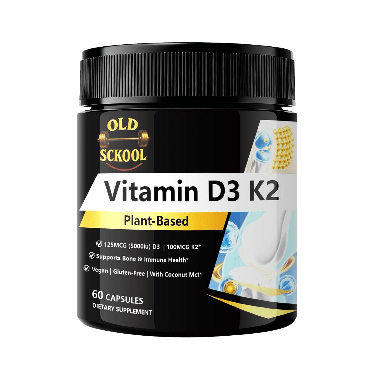Old Sckool Vitamin D3 K2 Plant-Based | 60 Capsules