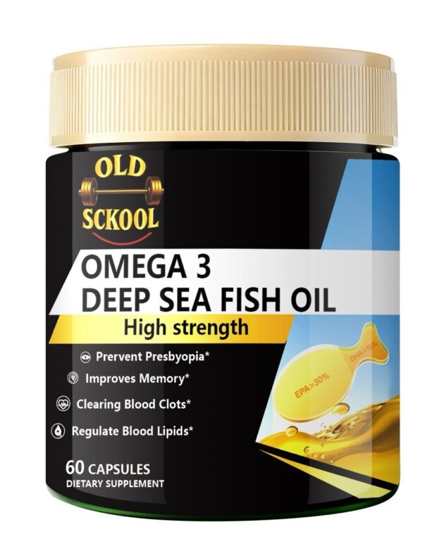 Old Sckool High Strength Omega 3 Deep Sea Fish Oil | Brain, Heart & Vision Support | 60 Capsules