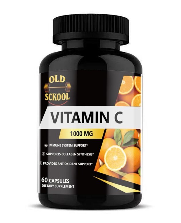 Old Sckool Vitamin C 1000mg | Supports Collagen Synthesis & Immune System | 60 Capsules